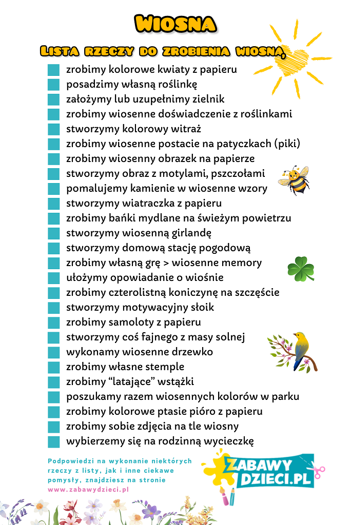lista rzeczy do zrobienia wiosną checklista