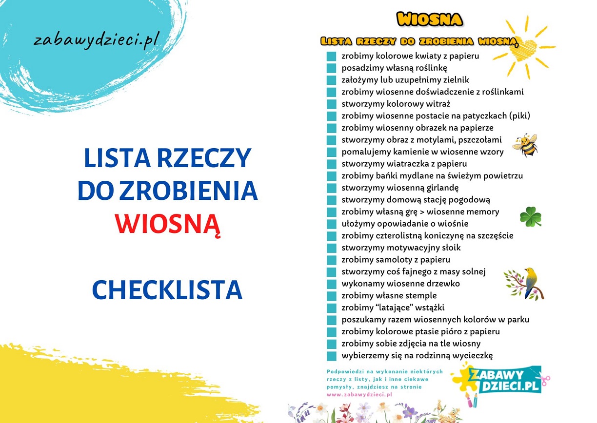 lista rzeczy do zrobienia wiosną checklista