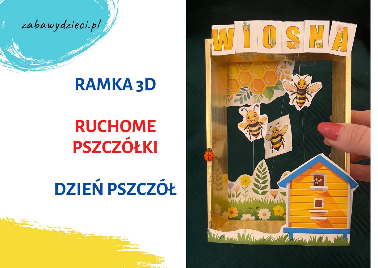 pszczoły DIY praca plastyczna 3d dla dzieci w ramce